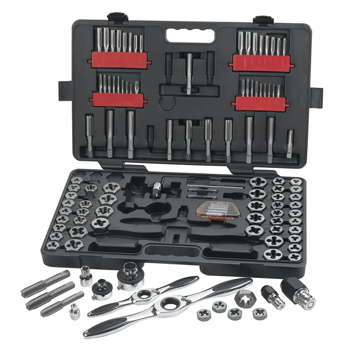 114 Piece Large SAE and Metric Ratcheting Tap and Die Set