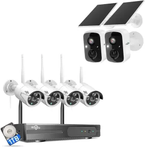 16CH 4pcs Wireless Pro Security Camera System 2pcs Solar Security Camera