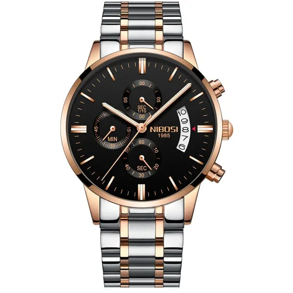 2019 NIBOSI Gold Quartz Watch Top Brand Luxury Men Watches Fashion Man Wristwatches Stainless Steel Relogio Masculino Saatler