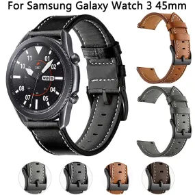 22mm Leather Strap Band For Samsung Galaxy Watch 3 45mm 46mm Gear S3 Frontier Classic Sports Smart Watch Wristband Bracelet Belt