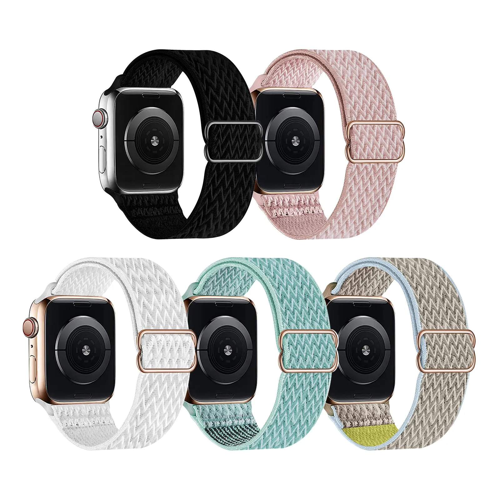 3 Pack Stretchy Nylon Replacement Band For Apple Watch Band 38mm 40mm 41mm