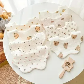 3PCS Cotton Gauze Baby Feeding Bibs Summer Soft Petal Infants Print