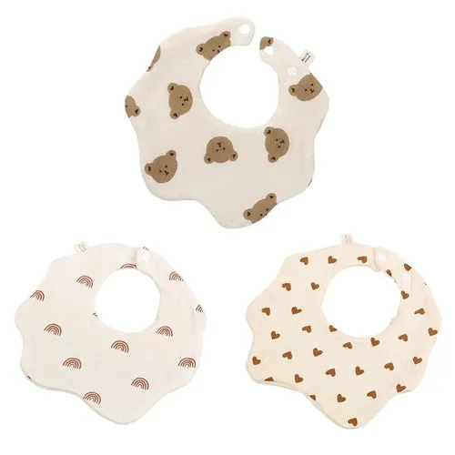 3PCS Cotton Gauze Baby Feeding Bibs Summer Soft Petal Infants Print