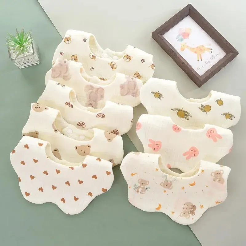 3PCS Cotton Gauze Baby Feeding Bibs Summer Soft Petal Infants Print