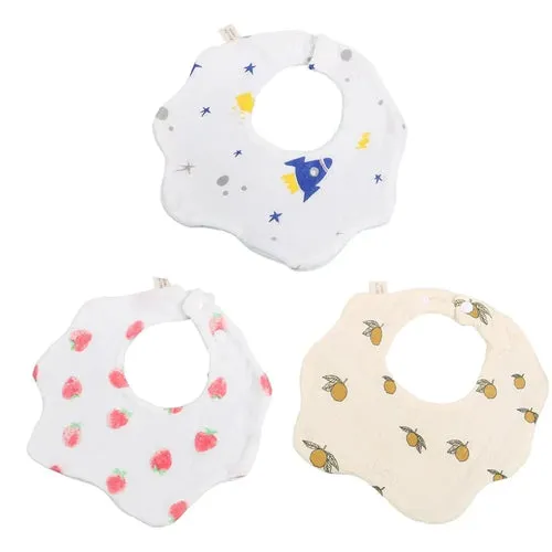 3PCS Cotton Gauze Baby Feeding Bibs Summer Soft Petal Infants Print