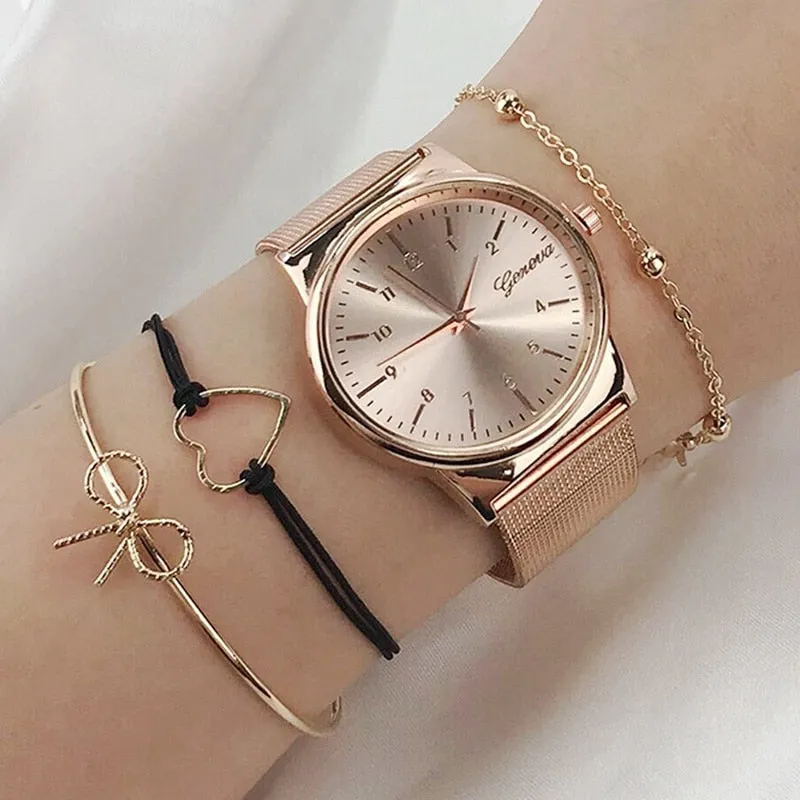 4 Piece Women's Watch and Bracelets Set