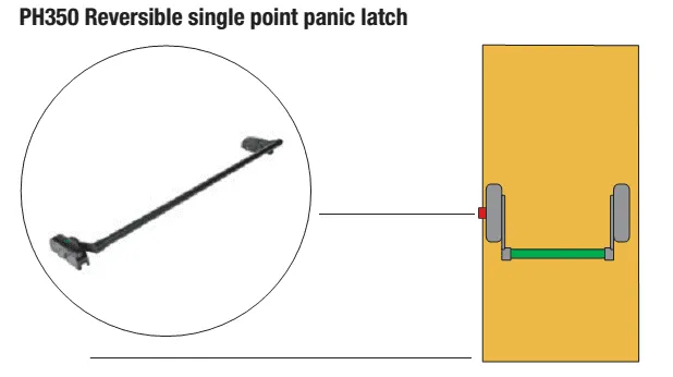 40TCPH350EPS. STRAND PH350 Single Point Panic Latch, Silver