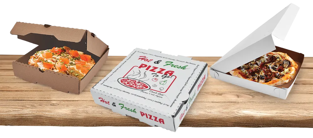 50 Pack Pizza Box 4 Color Print "Hot & Fresh" Pizza - White Base