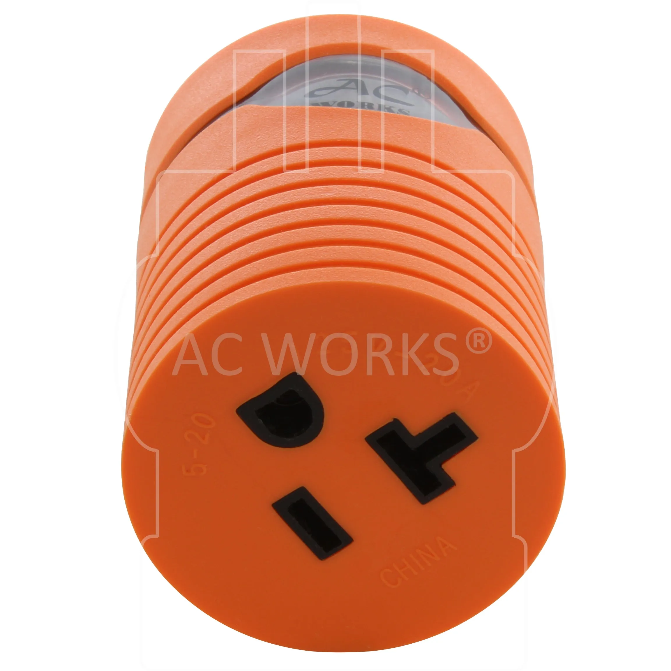 AC WORKS® [ADL530520] Adapter L5-30P 30A 125V Plug to 5-15/20R 15/20A Household T-Blade Connector with cCSAus Approval