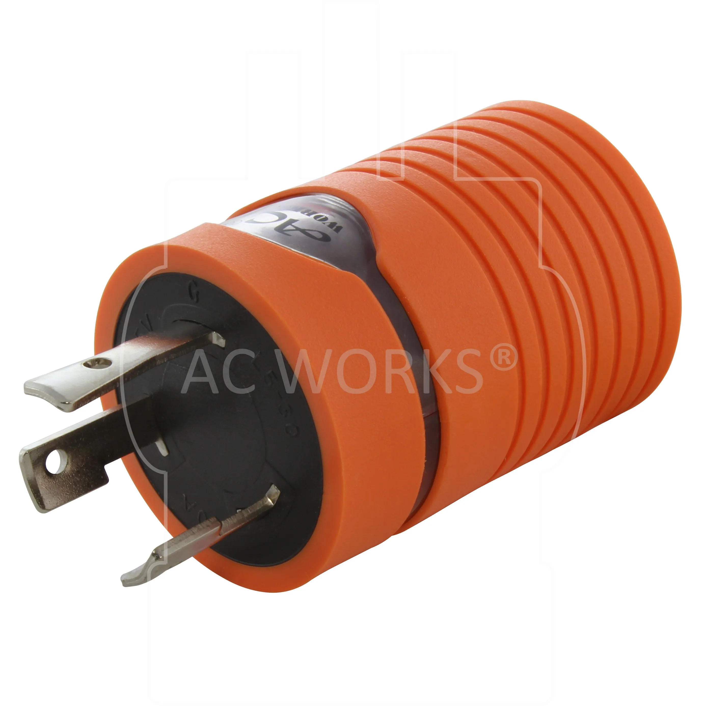 AC WORKS® [ADL530520] Adapter L5-30P 30A 125V Plug to 5-15/20R 15/20A Household T-Blade Connector with cCSAus Approval