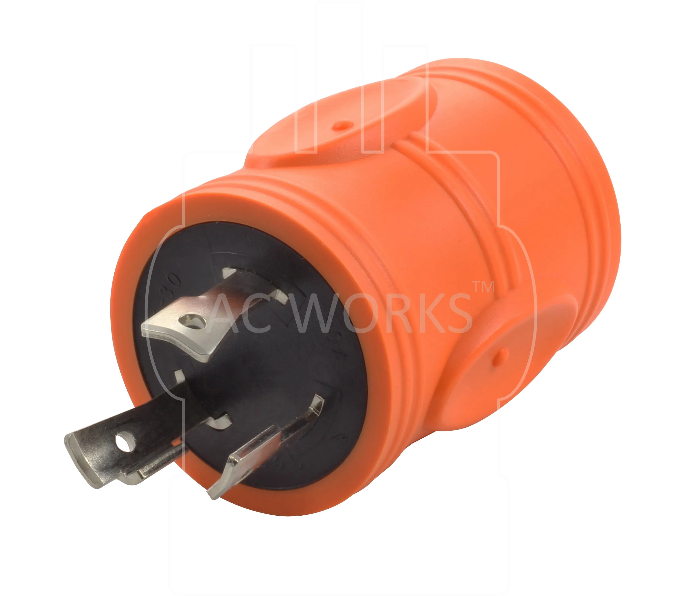 AC WORKS® [ADL530L520] Locking Adapter L5-30P 30A 125V Locking Plug - L5-20R 20Amp 3-Prong Connector