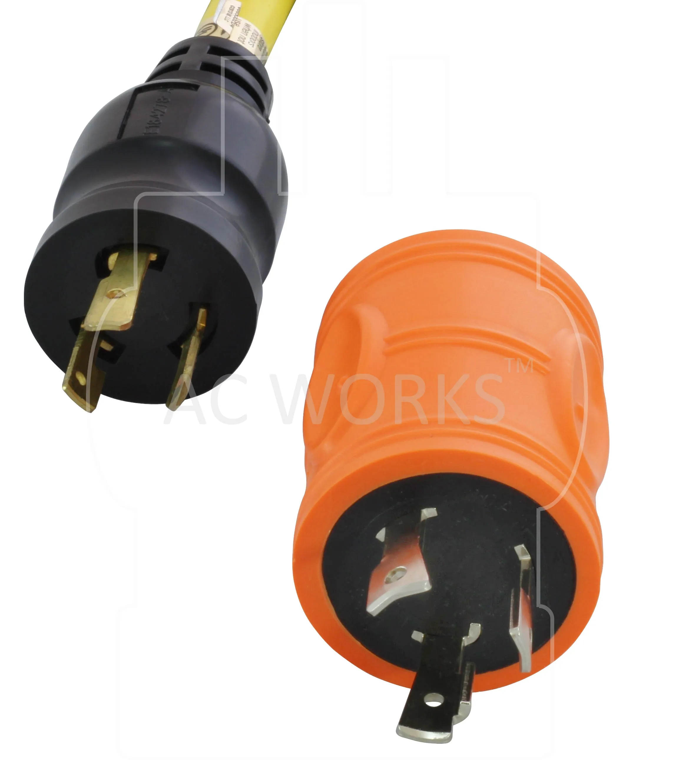 AC WORKS® [ADL530L520] Locking Adapter L5-30P 30A 125V Locking Plug - L5-20R 20Amp 3-Prong Connector