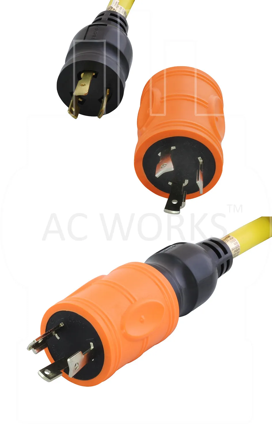 AC WORKS® [ADL530L520] Locking Adapter L5-30P 30A 125V Locking Plug - L5-20R 20Amp 3-Prong Connector