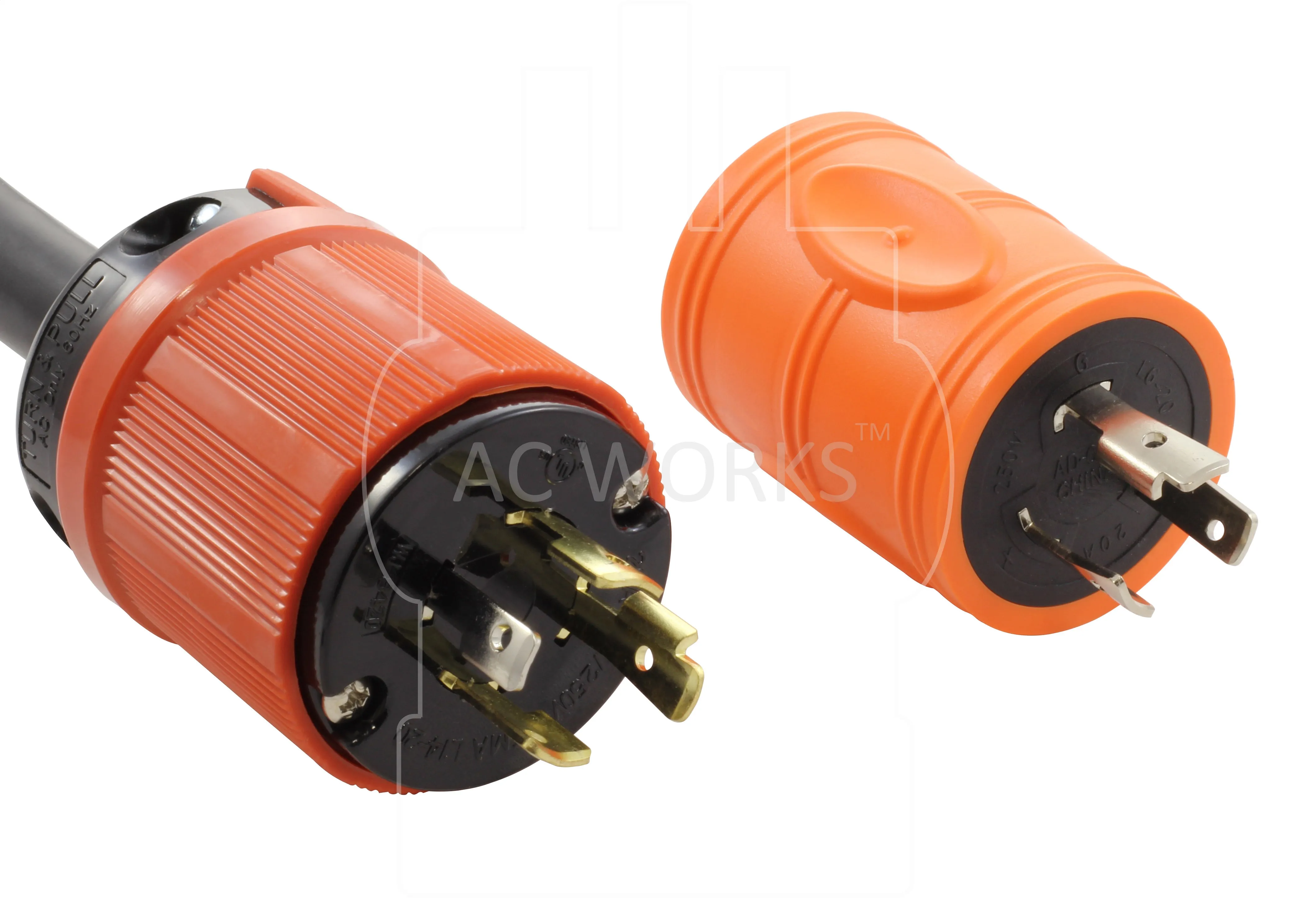 AC WORKS® [ADL620L1420] Adapter L6-20P 20A 250V Locking Plug to 4-Prong 20A L14-20R Connector