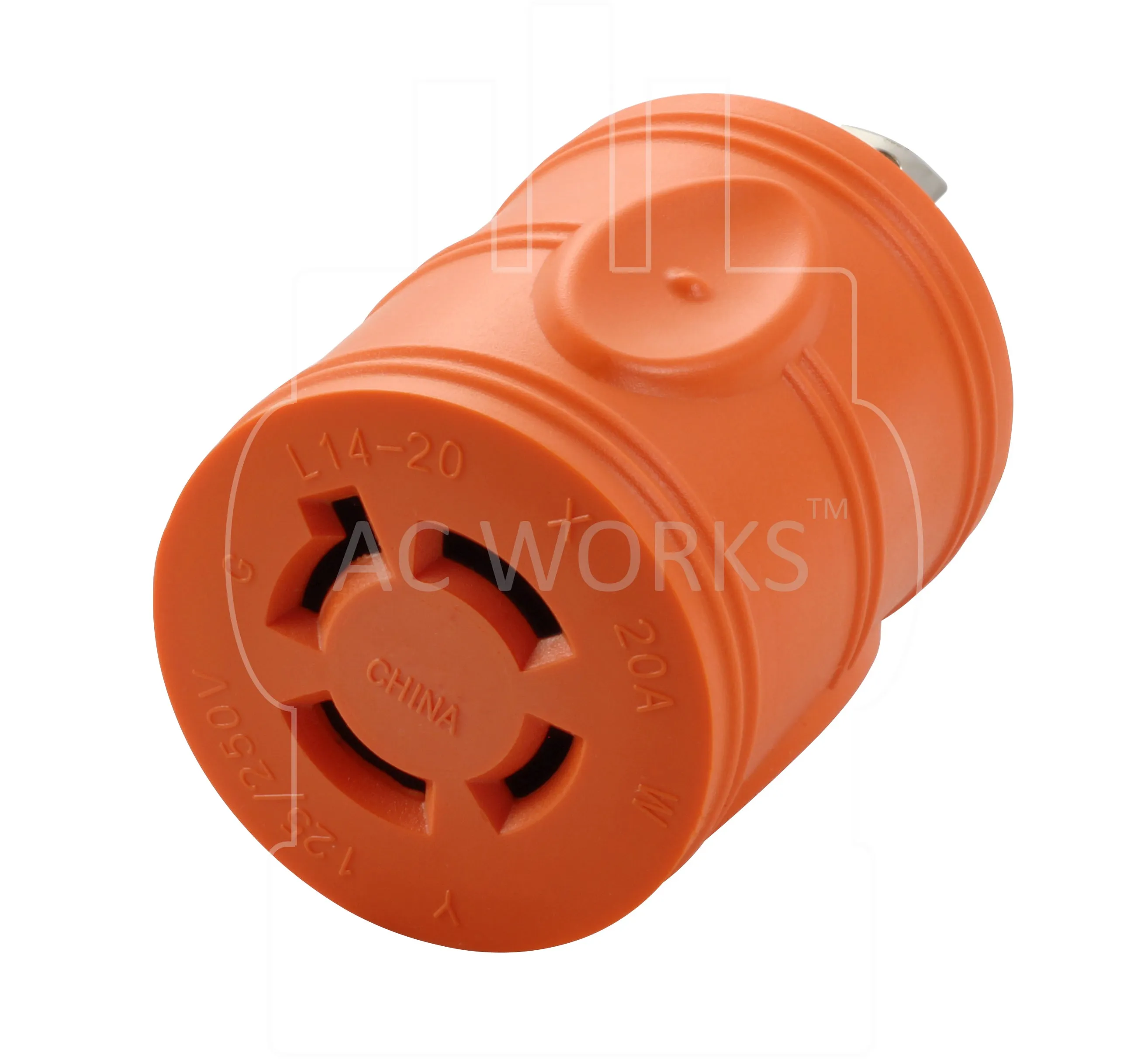 AC WORKS® [ADL620L1420] Adapter L6-20P 20A 250V Locking Plug to 4-Prong 20A L14-20R Connector