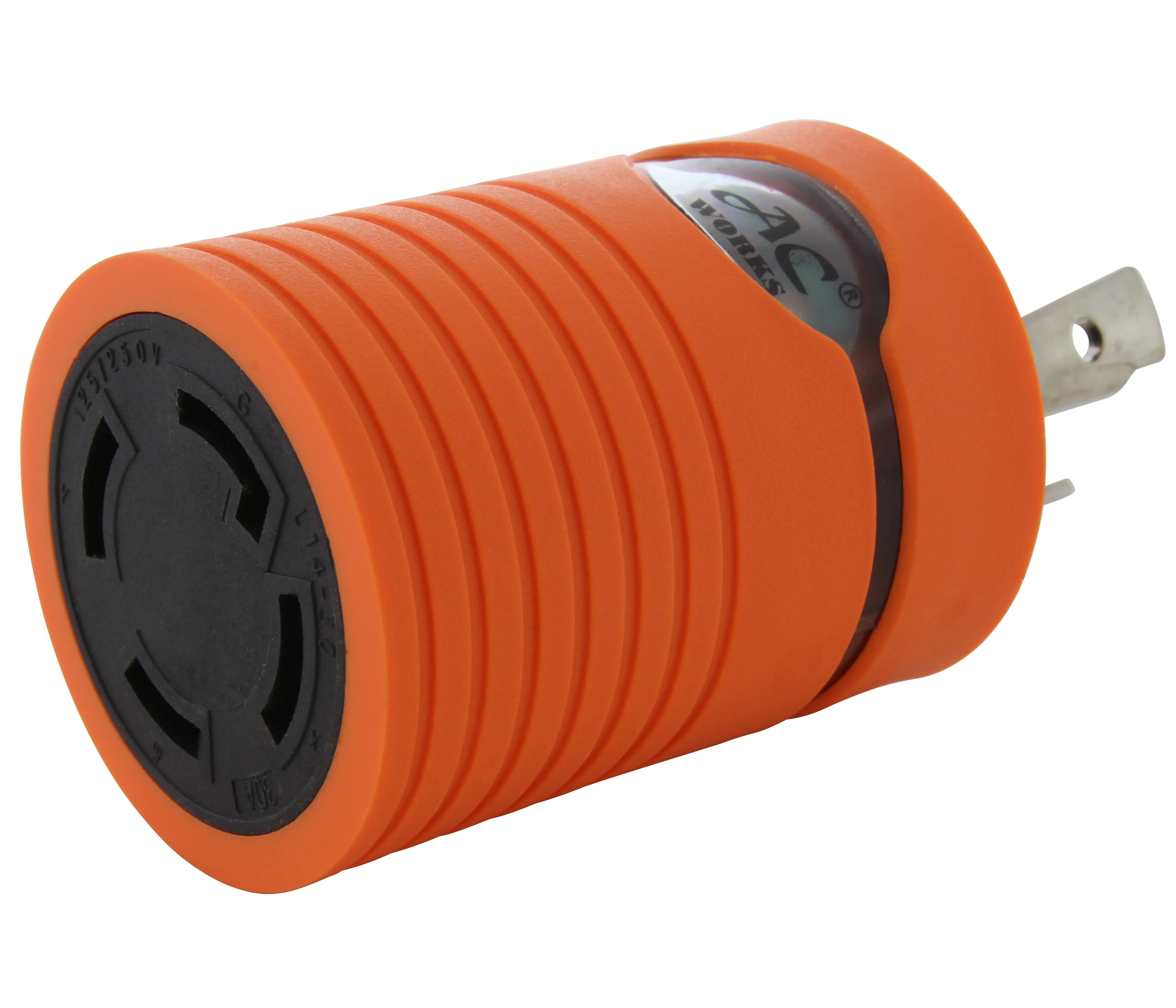 AC WORKS® [ADL630L1430] Locking Adapter L6-30P 30A 250V Locking Plug to 4-Prong 30A L14-30R