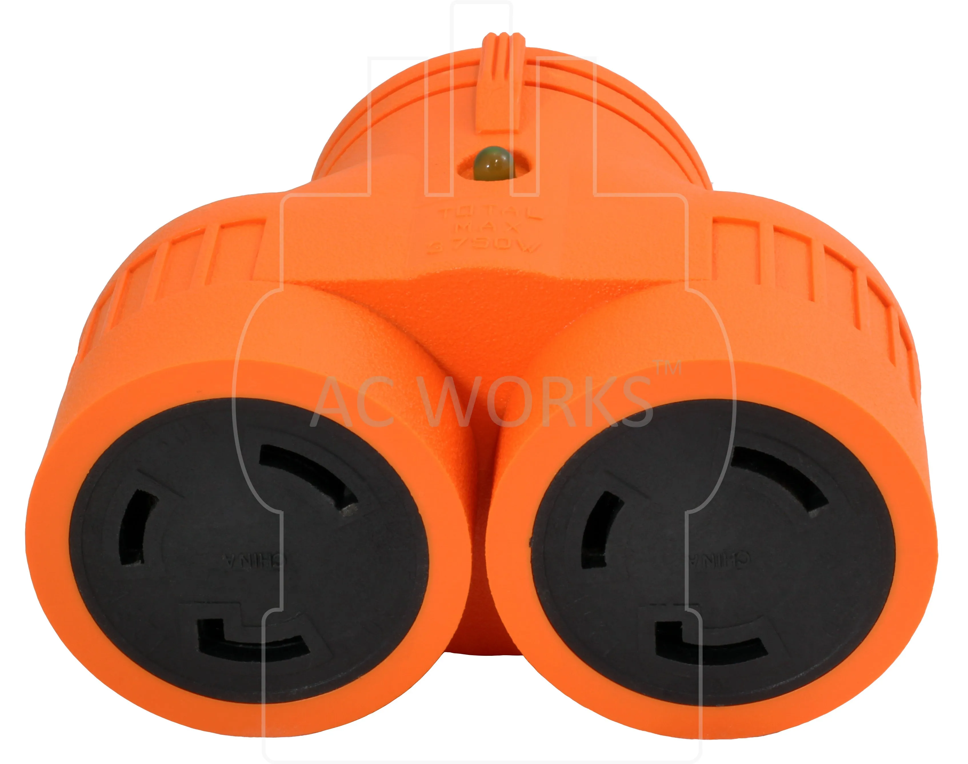 AC WORKS® V-DUO [ADVL530L530] L5-30P 30A 125V 3-Prong Plug to 2 L5-30R 30A 125V Female Connectors