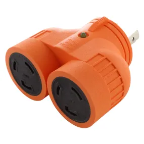 AC WORKS® V-DUO [ADVL530L530] L5-30P 30A 125V 3-Prong Plug to 2 L5-30R 30A 125V Female Connectors