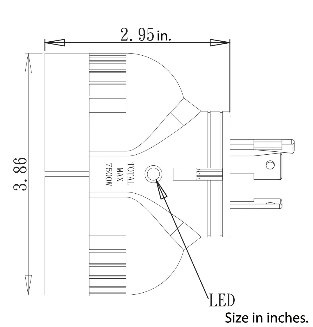 AC WORKS® V-DUO [ADVL630L630] Adapter L6-30P 30A 250V 3-Prong Locking Plug to (2) Connectors