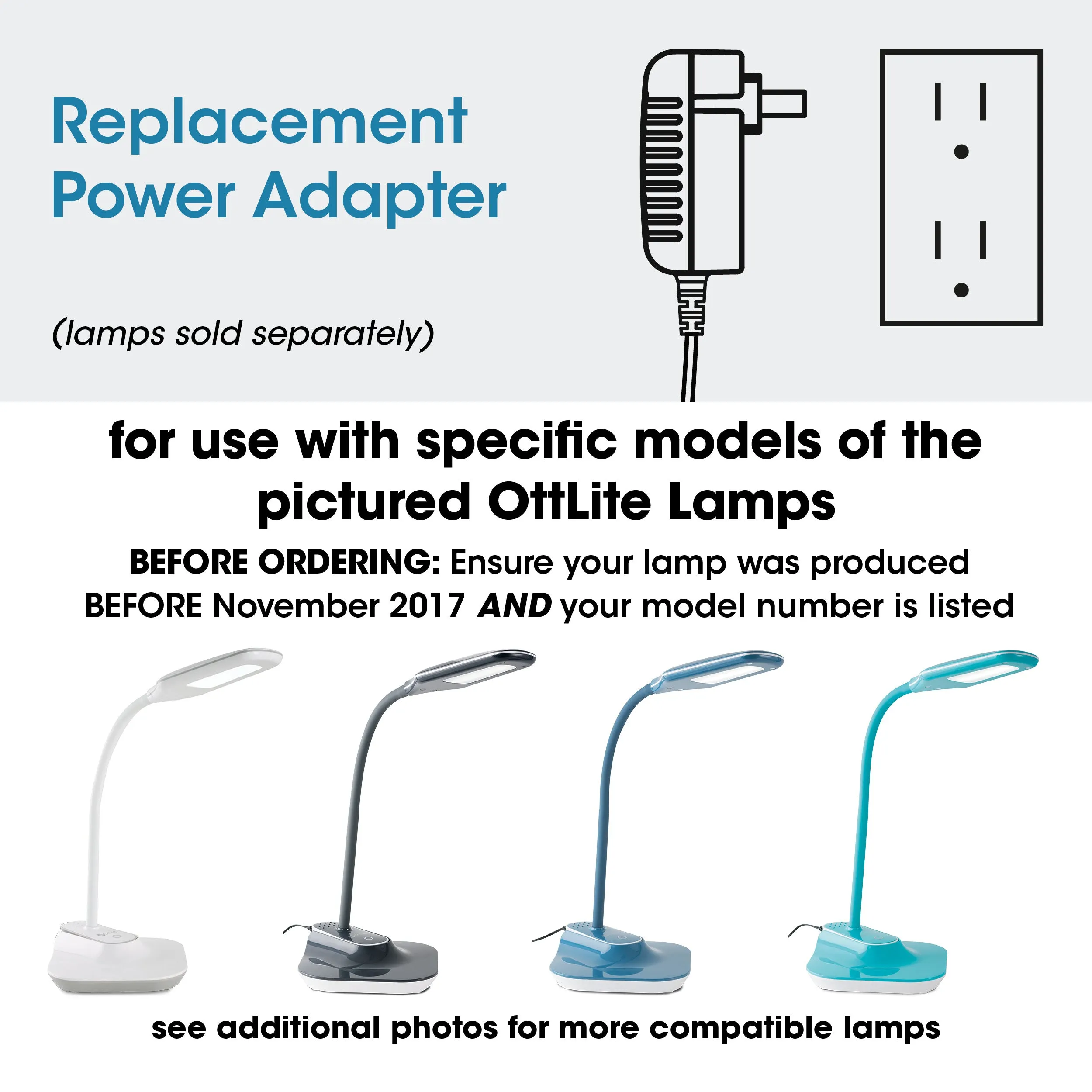 Adapter for OttLite Easel Lamp, Soft Touch and Other OttLite Lamps - Please Check Production Date