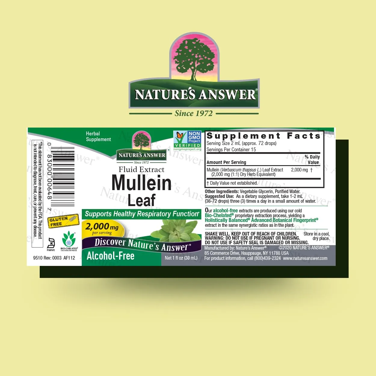 Alcohol-Free Mullein Leaf Extract for Respiratory Health 1oz