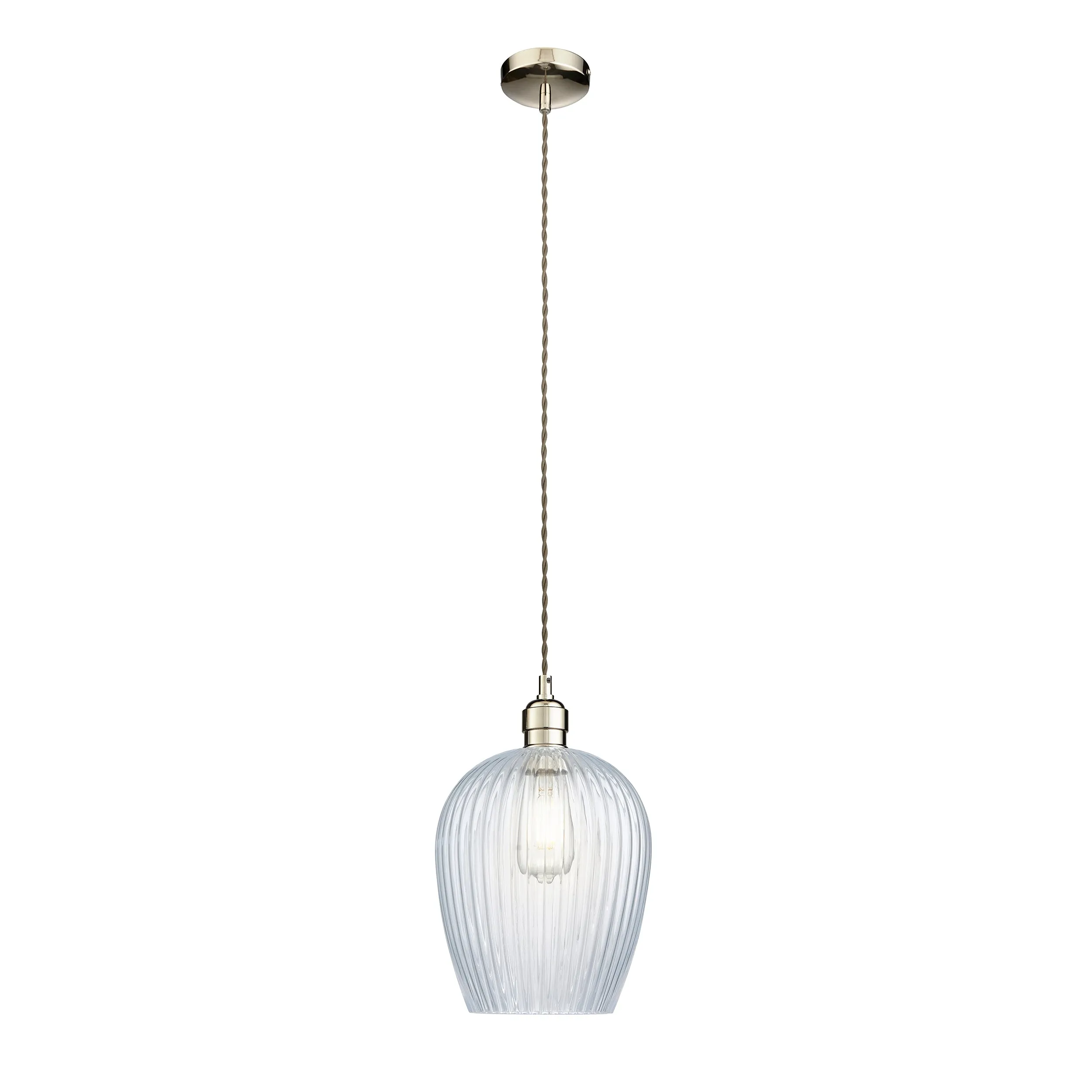 Amos Lucid Pendant Polished Nickel Ribbed Glass