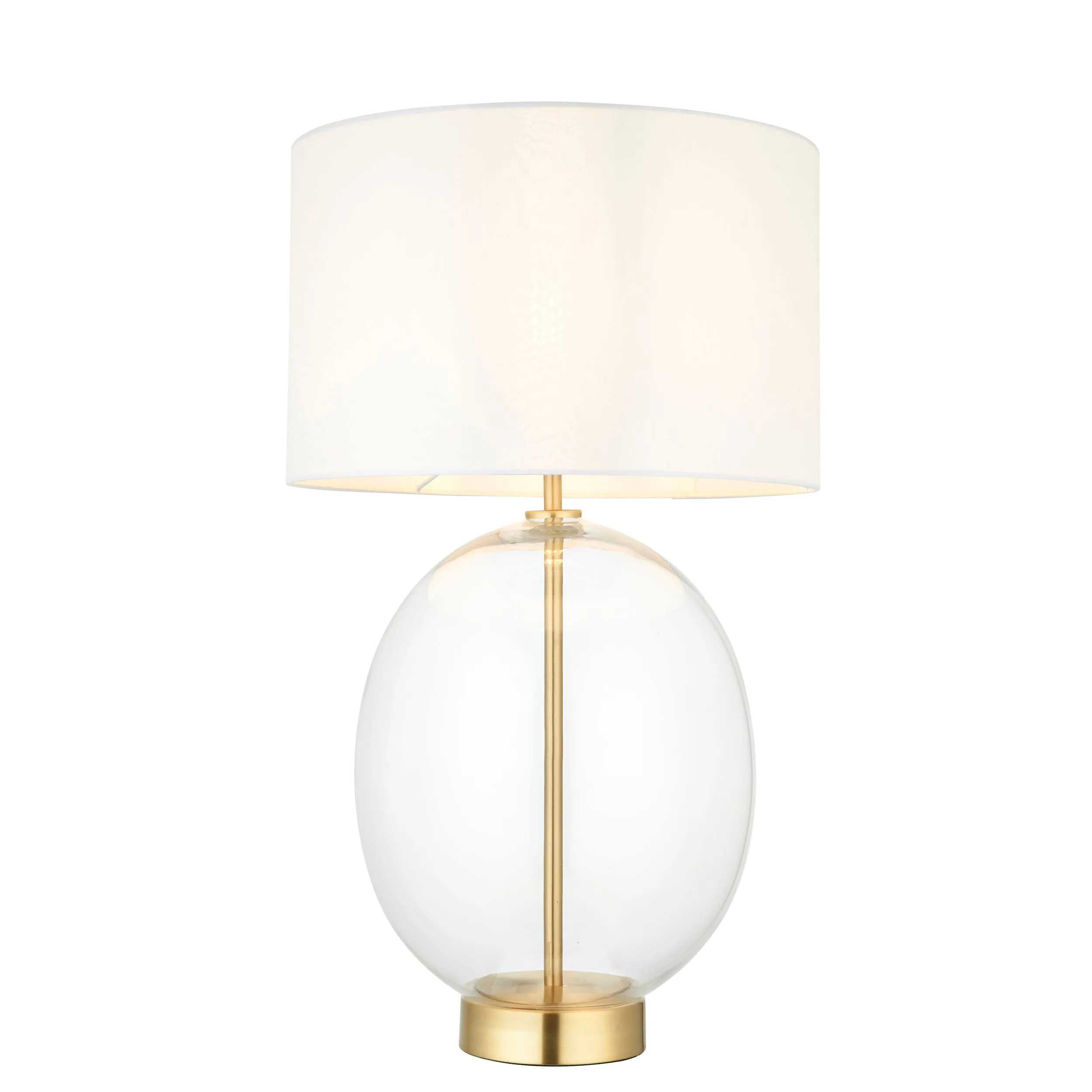 Amos Ovate Table Lamp Satin Brass with White Shade