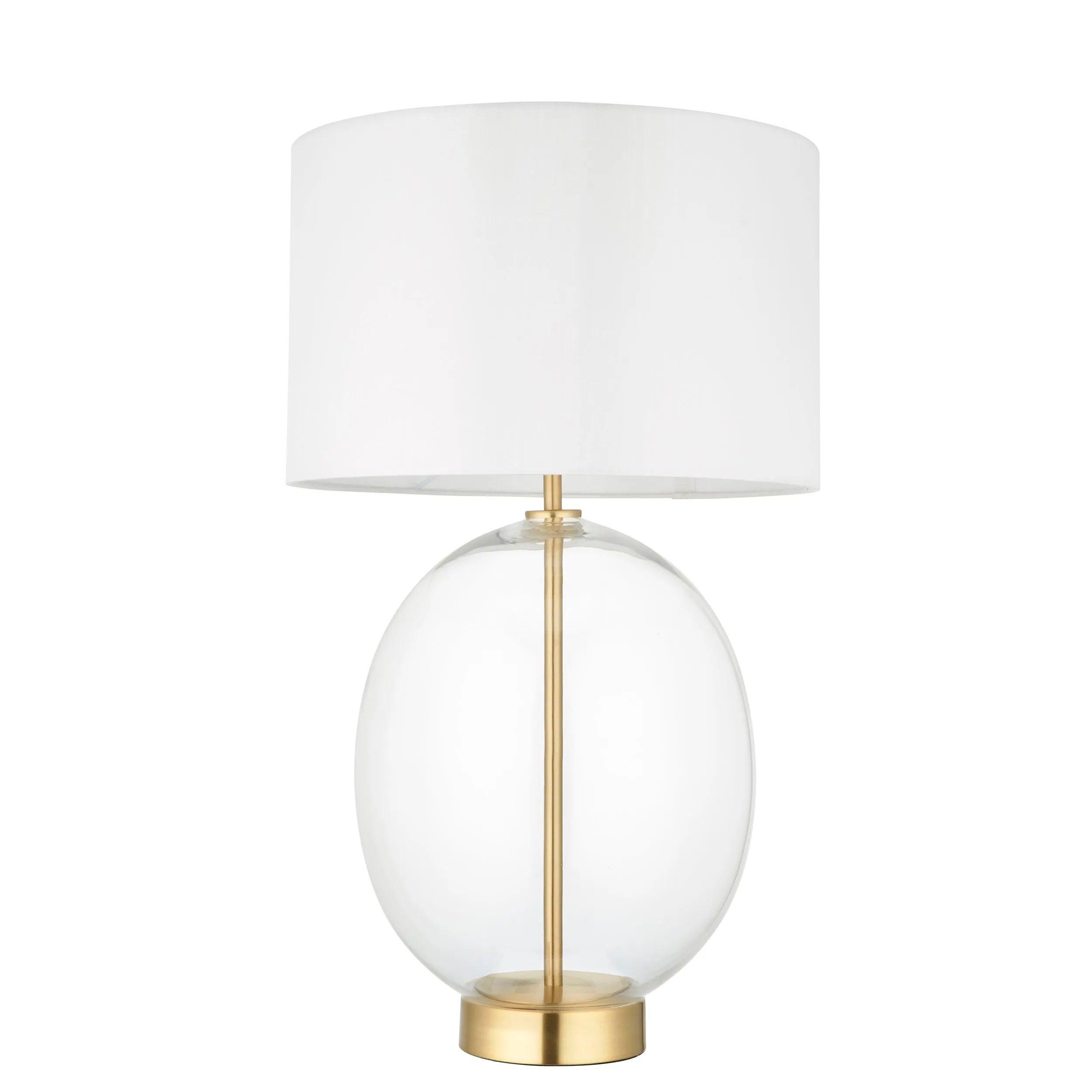 Amos Ovate Table Lamp Satin Brass with White Shade