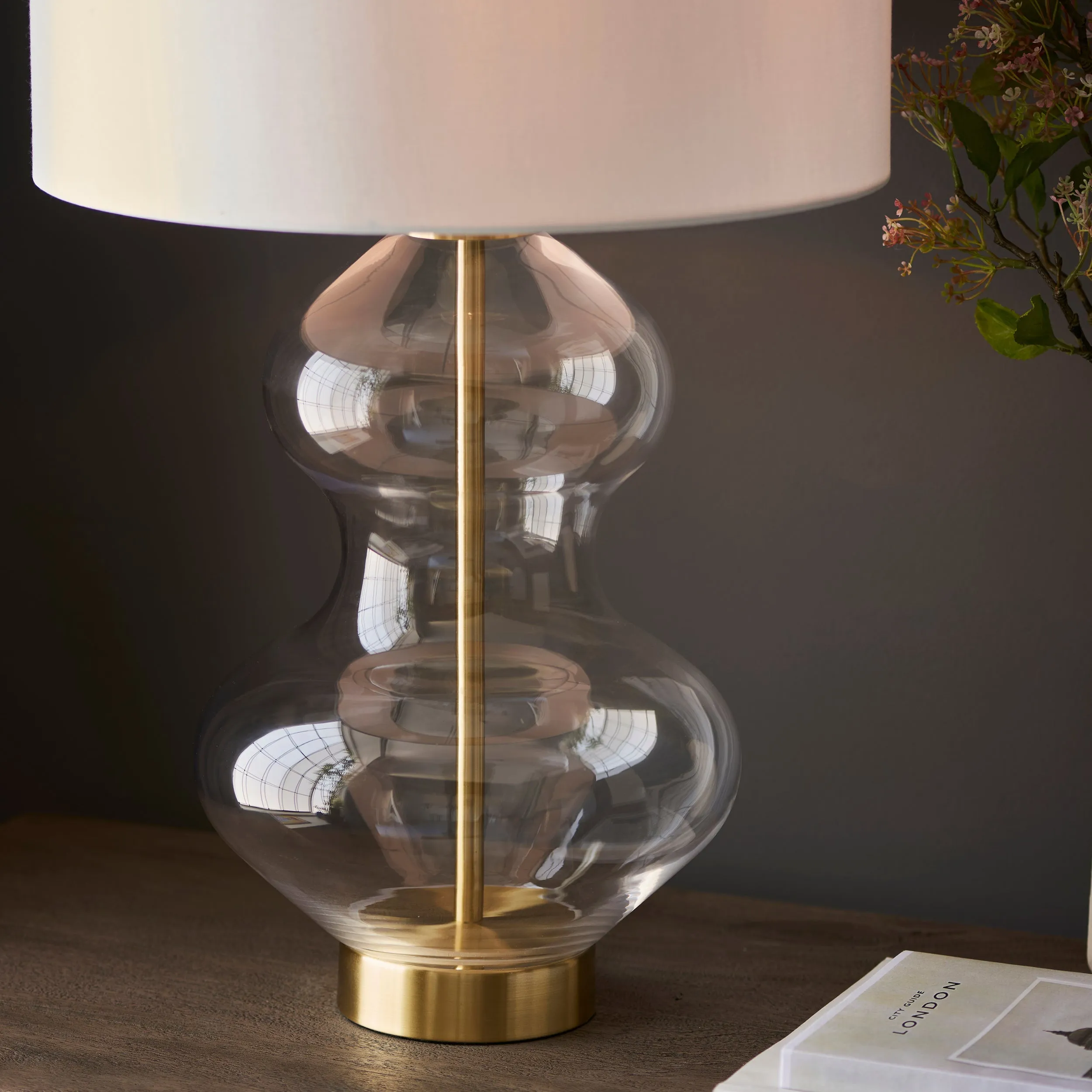 Amos Waist Table Lamp Clear Glass with Shade