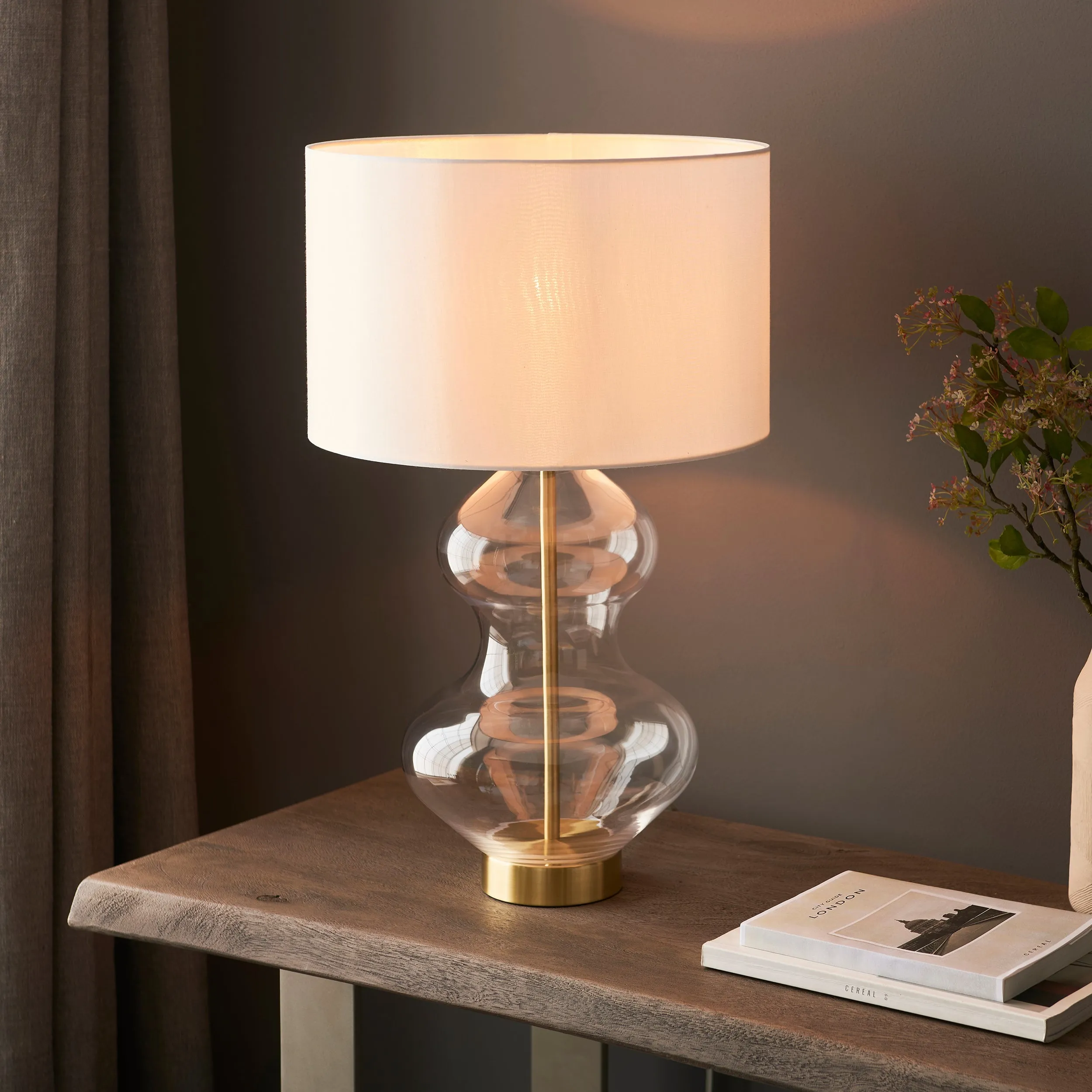 Amos Waist Table Lamp Clear Glass with Shade