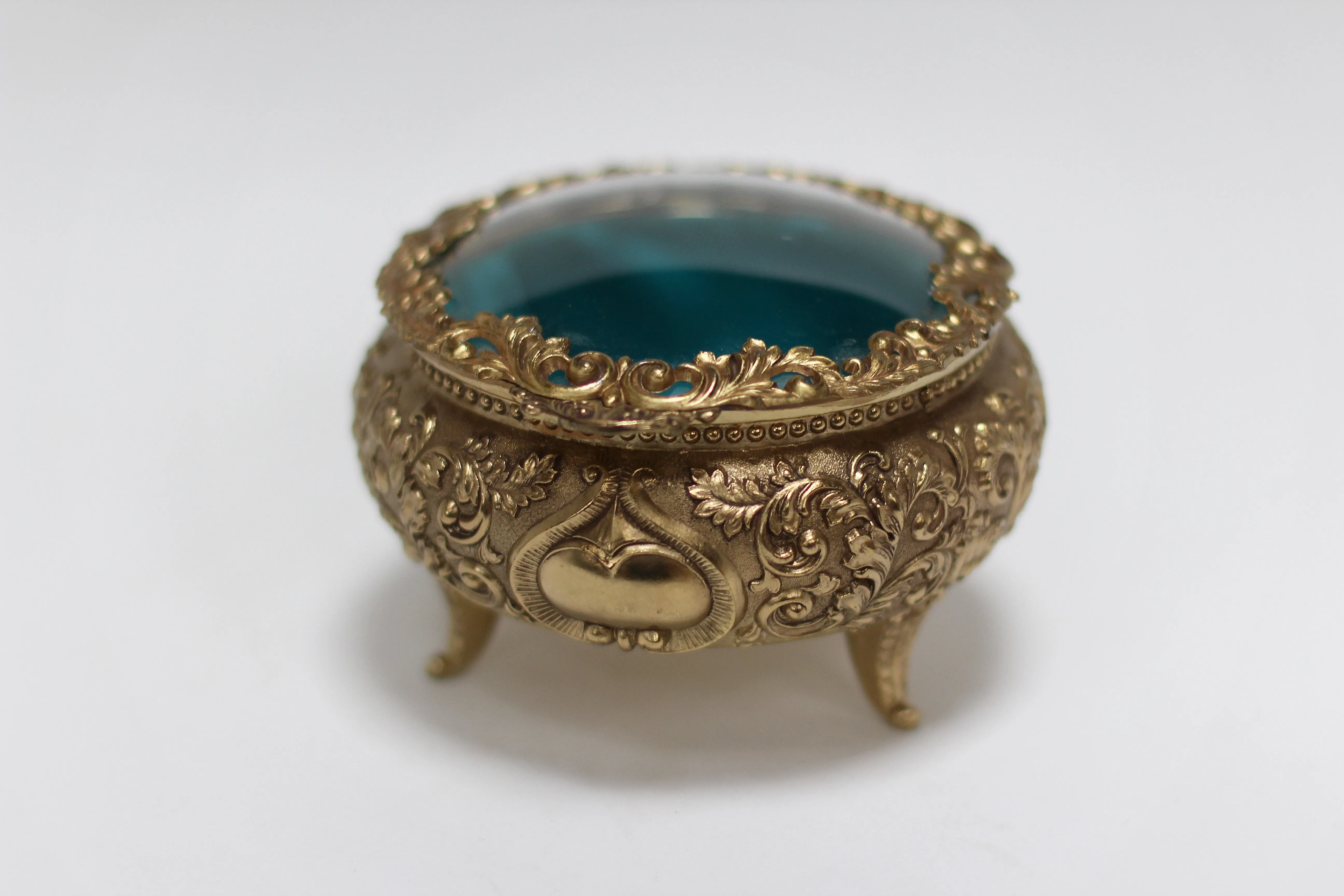 Antique Teal Jewelry Box