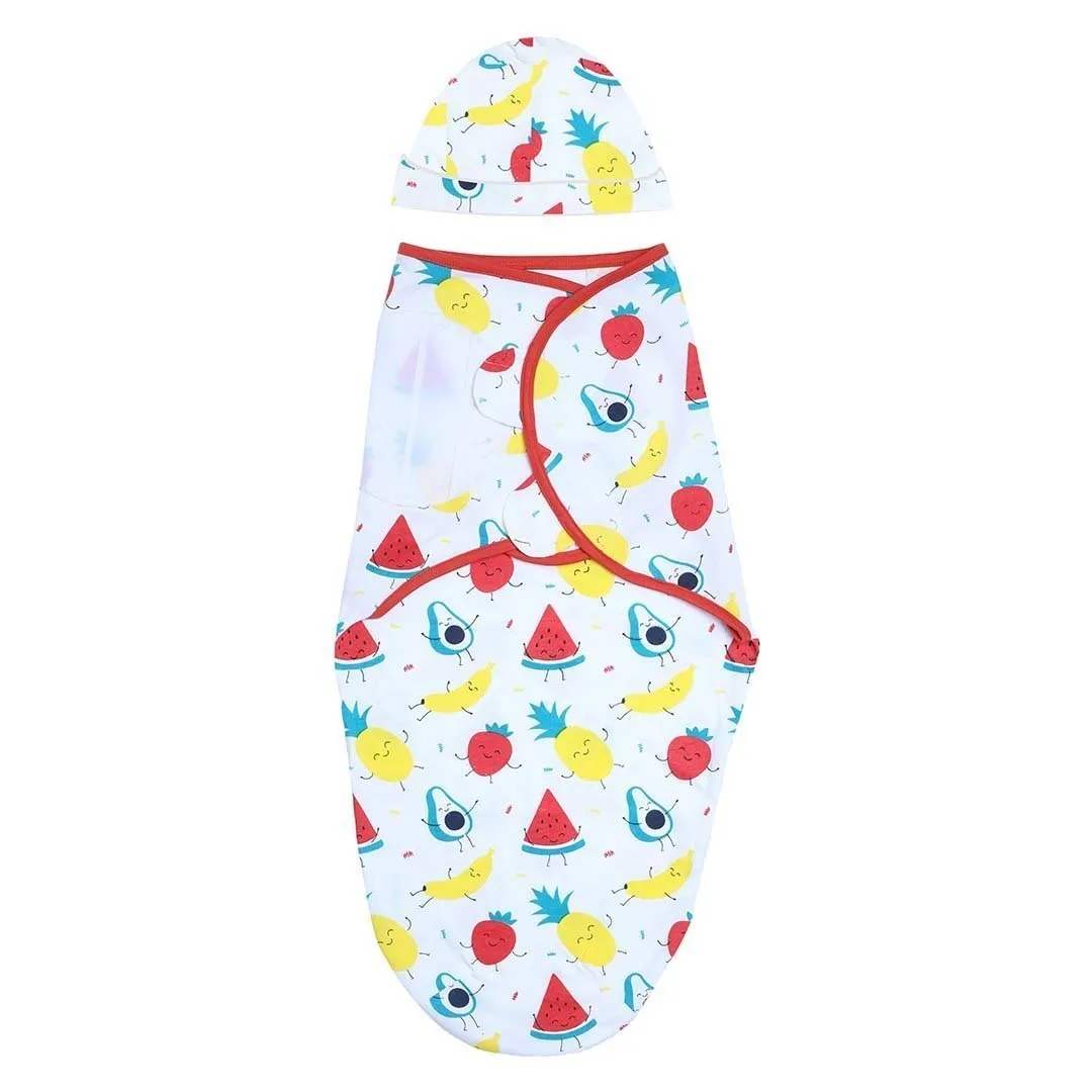 Baby Swaddle Blanket and Cap Set- Fruity Cutie