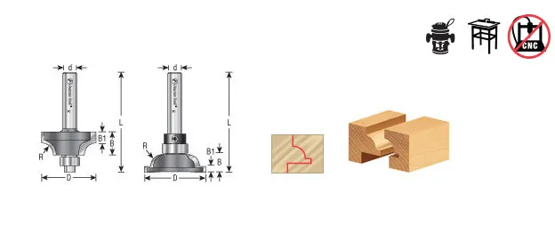 Bead Stile Cutter Router Bit | 23⁄64 Radius x 1 5⁄16 Dia x 5⁄8 x 1⁄4" Shank | 49644 | 738685496442