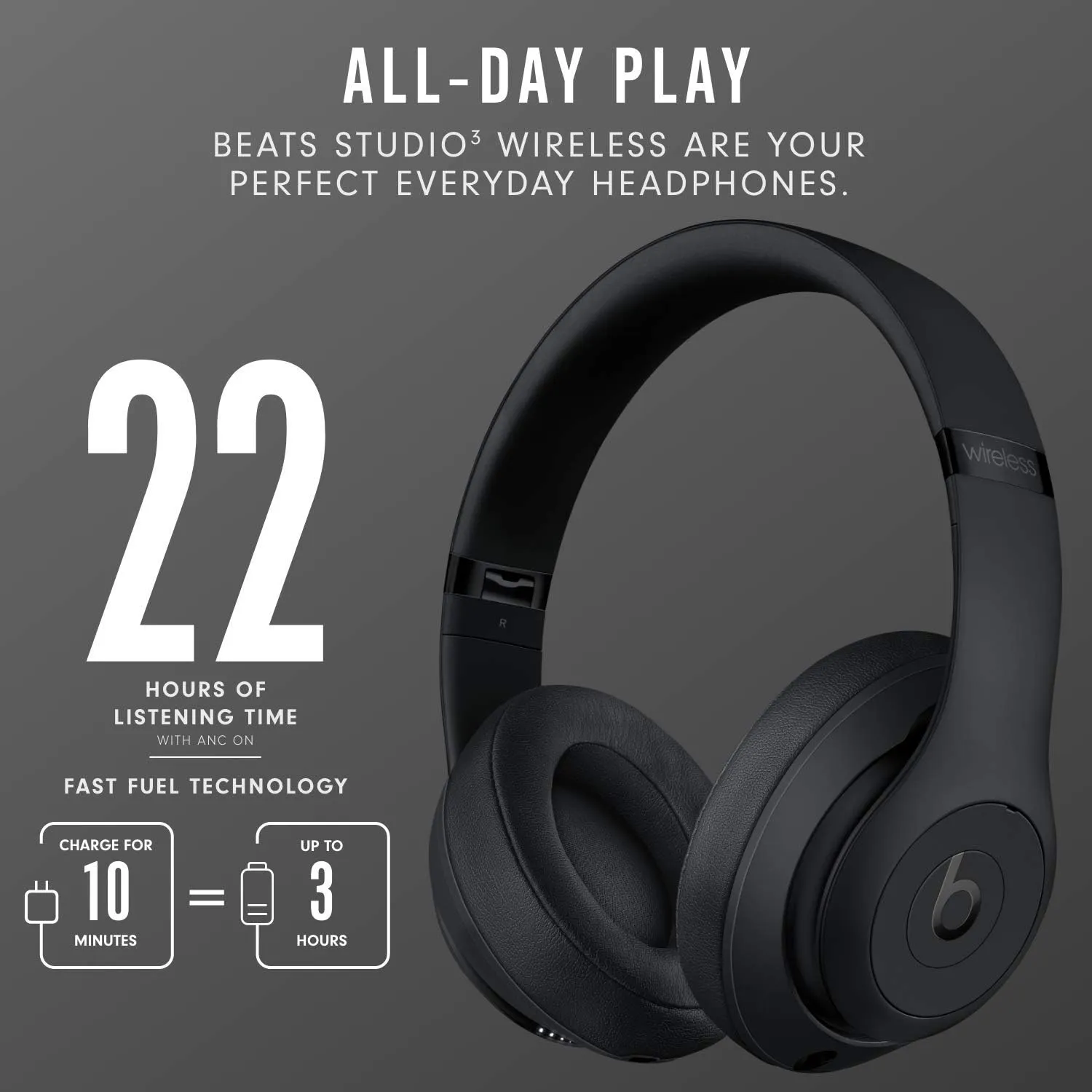 BEATS Solo 3 Wireless Bluetooth Headphones - Black