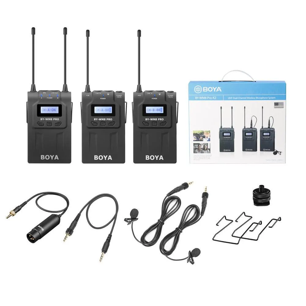 Boya BY-WM8 Pro-K2 UHF Wireless Dual Channel Lapel Microphone System