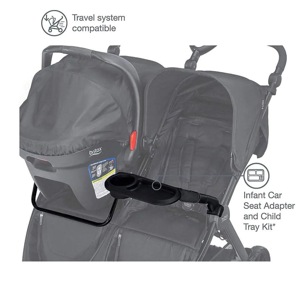 Britax B-Lively Double Stroller Infant Car Seat Adapter & Child Tray Kit