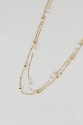 Brooke Gold Pearl Layered Chain Necklace