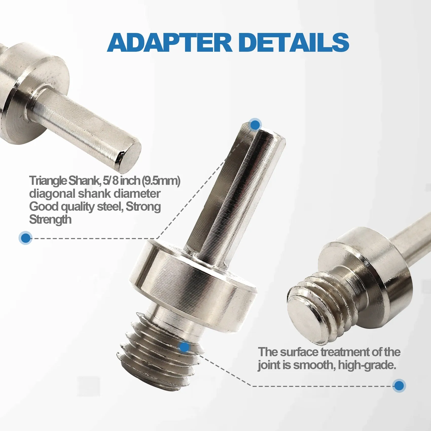 BRSCHNITT Diamond Drill Core Bits Adapter 5/8"-11  Male Thread to 3/8 Triangle Shank Good quality steel