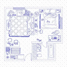 Cad Sketch Interior Studio Apartment Top View