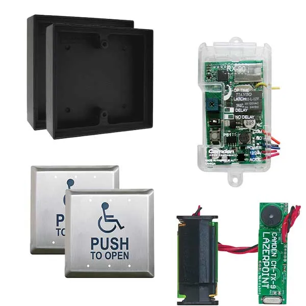 Camden - RFL454-LPA - Wireless Switch Kit w/ Advanced Receiver - Surface Shallow Box - Push Plate Switch & Wall Switch Transmitter