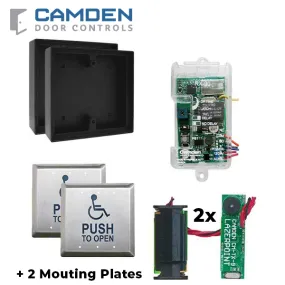 Camden - RFL454-S/A - Wireless Switch Kit w/ Advanced Receiver - Surface Box - Push Plate Switch & Mounting Plates & Wall Switch Transmitter