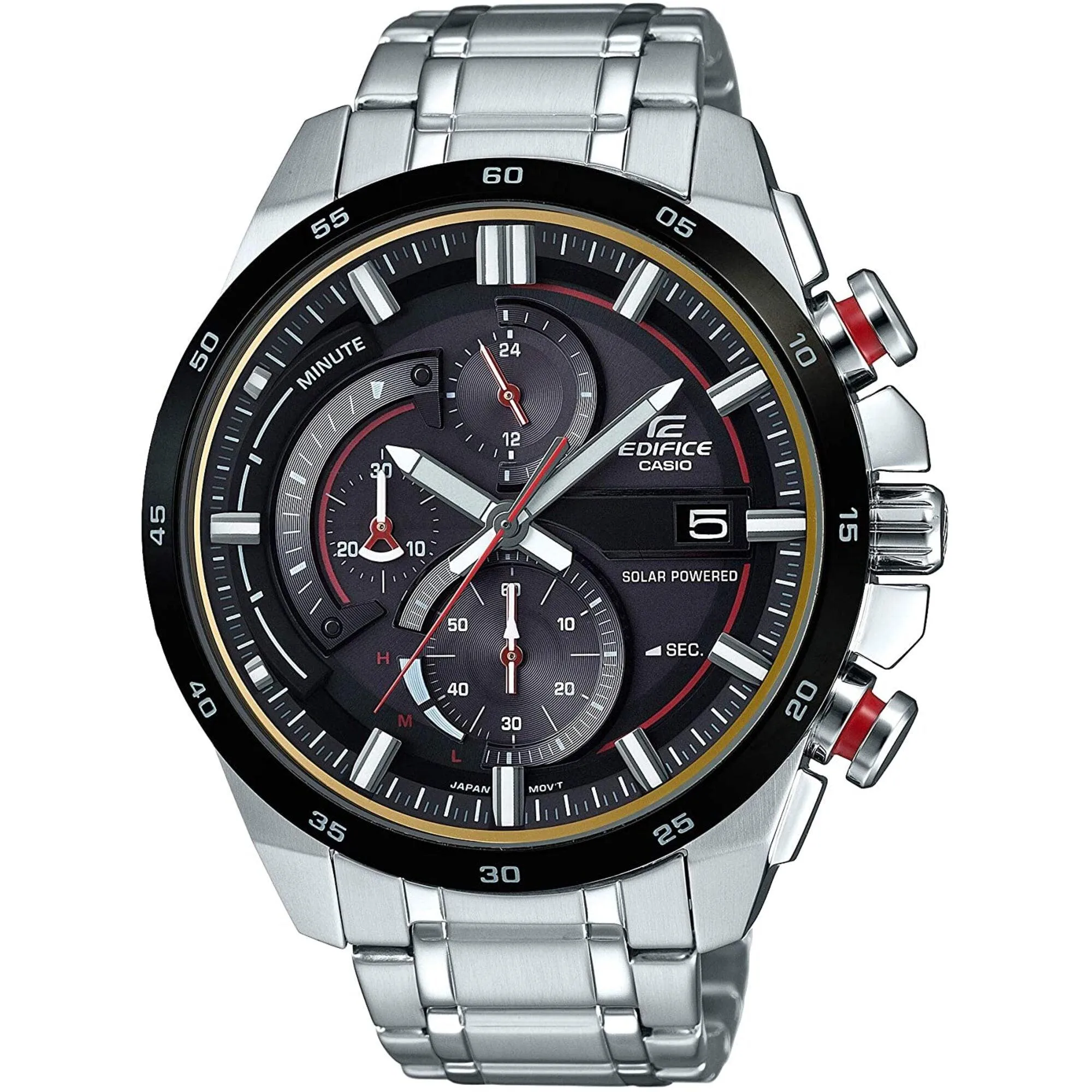 Casio Men's Watch - Edifice Tough Solar Chronograph Black Dial Steel | EQS600DB-1A4