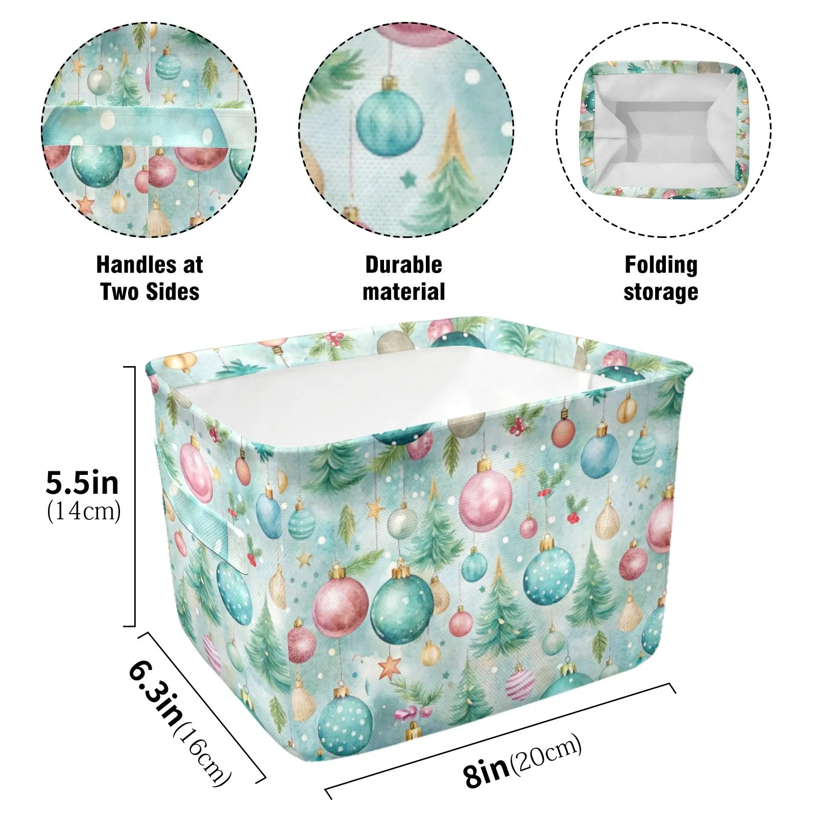 Christmas Baubles Fabric Storage Basket