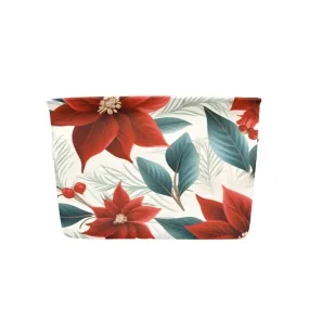 Christmas Red Poinsettia Fabric Storage Basket