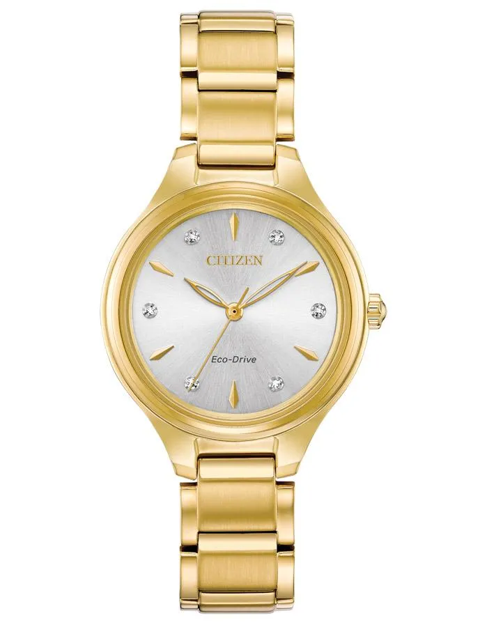 Citizen Ladies Eco-Drive Corso Watch - Gold-Tone - Diamond Markers - Bracelet