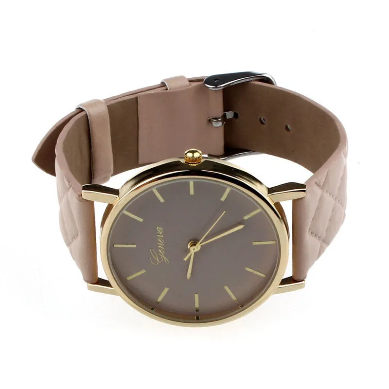 Creative Fashion Style Unisex Casual Geneva Watch Checkers Faux Leather Quartz Analog Wrist Watch