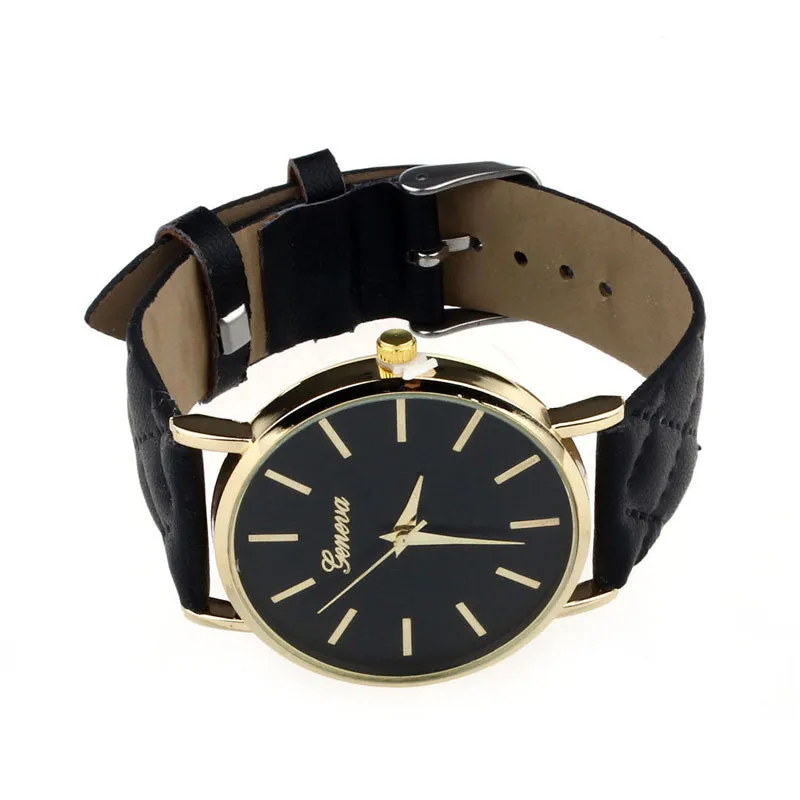 Creative Fashion Style Unisex Casual Geneva Watch Checkers Faux Leather Quartz Analog Wrist Watch