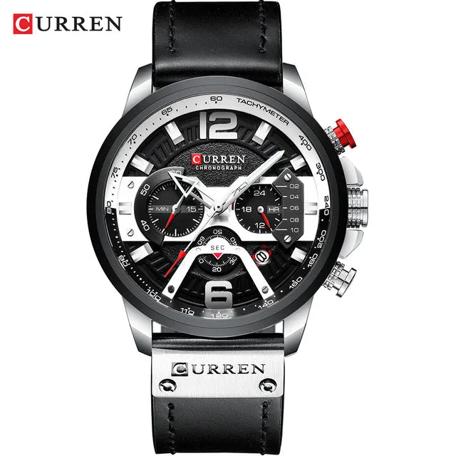 CURREN Casual Sport Watches for Men Blue Top Brand Luxury Leather Wrist Man Clock Fashion