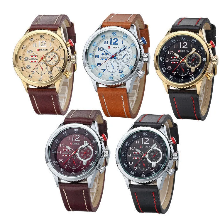 CURREN Leather Strap Analog Men's Quartz Watch Casual Watch Mens Watches Top Brand Luxury Wristwatch