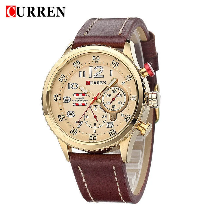 CURREN Leather Strap Analog Men's Quartz Watch Casual Watch Mens Watches Top Brand Luxury Wristwatch